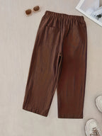 Women's Capri Pants Elastic Waist Button Decoration Casual All-Season Comfort Pants with Pockets Black Olive Green Navy Coffee Off-White S M L XL XXL