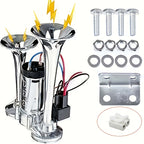 120dB Dual Air Horn Kit 12V with Air Compressor – Super Loud Truck Train Horn for SUV, Motorcycle, Pickup Truck, Car & Boat – Universal Electric Dual Tone Horn – Velora