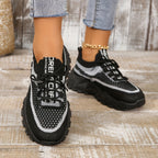 Women's Casual Low-Top Sneakers with Thick PVC Sole – Breathable Lightweight Tennis Shoes for Gym, Running & Everyday Wear | Women's Sports Shoes Sizes US 5-10 in Green, Black, Pink & Blue