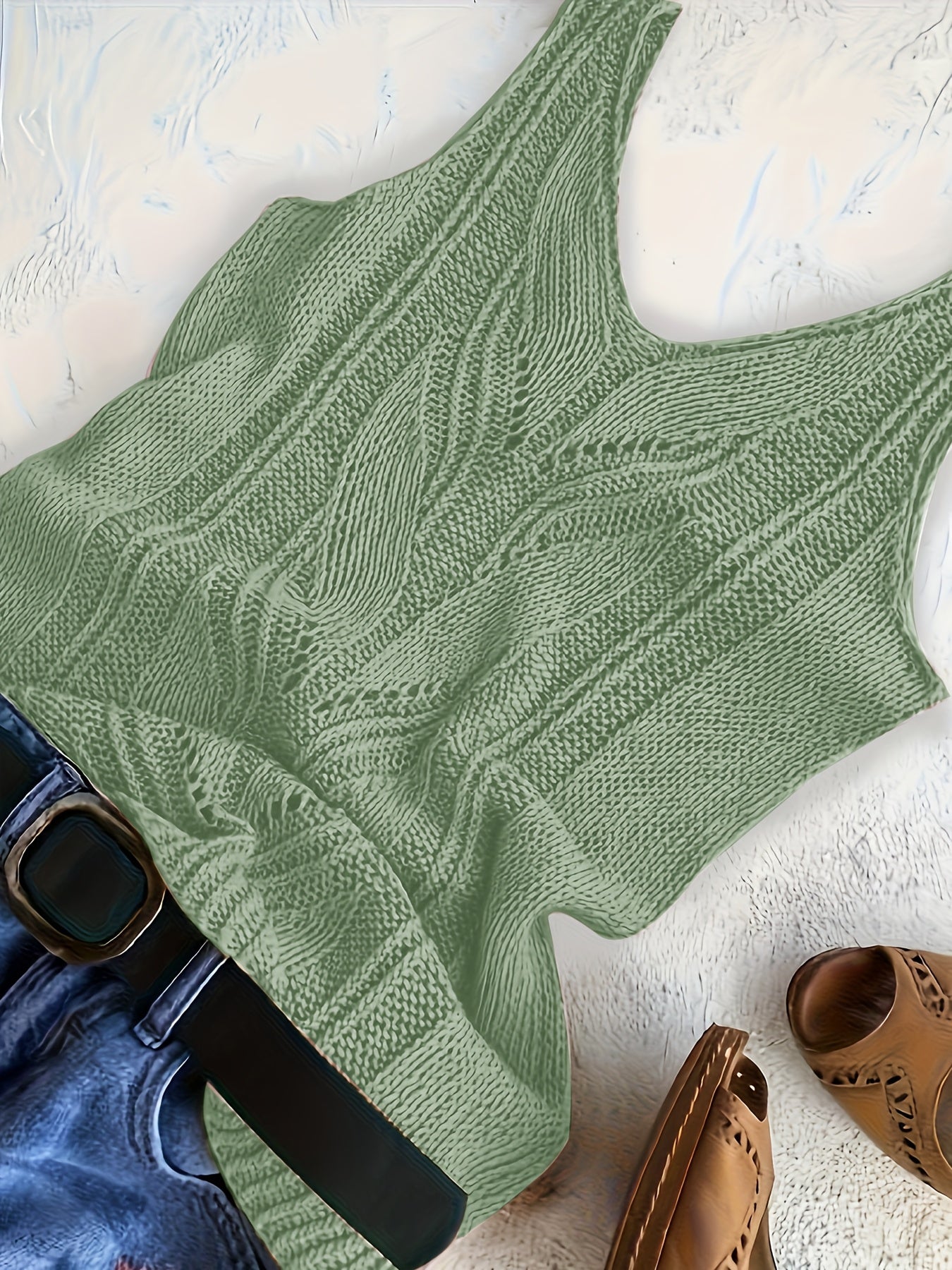 Women's V-Neck Knitted Tank Top – Elegant Sleeveless Solid Color 100% Acrylic Knit Vest for Summer, Available in 15 Colors