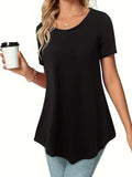 Women's Waist Cinching Dress Shirt Short Sleeve Casual Summer Knit Top Stretchy Fitted Blouse Black Blue Burgundy S M L XL XXL