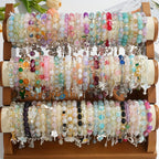 30pcs Glass Bead Bracelets Set for Women Stackable Stretch Bracelets with Butterfly Floral Charms Heart Star Pendants Multicolor - Boho Jewelry Gift Set for Valentine's Day Birthday Anniversary