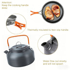 Camping Cookware Mess Kit 8/9/14/15 Piece, Portable Non-Stick Aluminum Alloy Camp Cook Set with Kettle Pot Frying Pan Plates Utensils, Lightweight Backpacking Outdoor Cooking Gear for Hiking & Travel