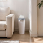 Small Bathroom Trash Can with Built-In Handles 2/1 Pack – Rustproof Plastic Wastebasket, Space-Saving Design for Bathroom, Laundry Room & Home Office, Includes Trash Bags