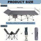 75 Inch Heavy Duty Camping Cot – Extra Large Folding Bed with Optional Flip Mattress & Carry Bag, 450/500/600 lbs Capacity, Portable Foldable Guest Bed for Adults Outdoor Camping