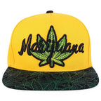 Rasta MJ Leaf 3D Embroidered Flat Bill Snapback Cap – Hip Hop Reggae Hat, Adjustable Snapback, One Size Fits Most, Unisex Streetwear Baseball Cap