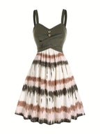 Tie Dye Print Dress Women Sleeveless Backless V-Neck Summer Casual Sundress Boho Colorful Mini Dress S-XXL Multiple Colors