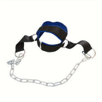 Neck Training Band with Chain Heavy Duty Adjustable Neck Strengthener for Athletes Strength Training Neck Muscle Recovery – Fitness Resistance Head Harness for Home Gym Workouts, Black