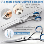 7-Piece Pet Grooming Scissors Set – Ceramic-Coated 4CR Stainless Steel, Safety Round Tips, Straight Thinning & Curved Shears with Comb & Storage Bag for Dogs Cats All Breeds