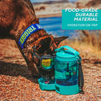 Dog Travel Water Bottle 77 oz with Retractable Bowl - 2-in-1 Portable 2.2L Large Capacity Leak-Proof Dispenser for Hiking, Camping, Beach & Car Trips, Wrist Strap & Carabiner Included, Lake Blue