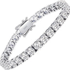 Tennis Bracelet Lab Grown 925 Silver Plated Round Cut Elegant Jewelry Gift for Women Men Sizes 6.5 to 8.5 Inches White Diamond Style Bracelet