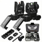 45 Degree Offset Flip Up Iron Sights for AR15 – Fiber Optic Red Green Dots, Tool-Free Adjustable, 20mm Rail Mount, Rapid Transition Backup Canted Sights for Rifle Shooting Outdoors