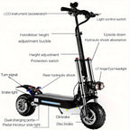 All-Terrain Electric Scooter with Seat - Dual Drive Front & Rear Motors, 60V 38Ah Long Range Battery, Full Hydraulic Suspension, 11-Inch Tires, Front & Rear Disc Brakes | High Speed City & Off-Road Commuter Scooter (Black+Orange)
