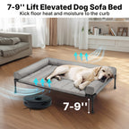 Cooling Elevated Dog Bed with Removable Pillow-Top Mat – Raised Bolster Dog Cot with Breathable Mesh Non-Slip Feet Dog Sofa Bed for Indoor & Outdoor Use
