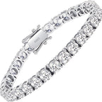 Tennis Bracelet Lab Grown 925 Silver Plated Round Cut Elegant Jewelry Gift for Women Men Sizes 6.5 to 8.5 Inches White Diamond Style Bracelet