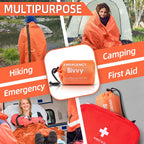 Emergency Mylar Sleeping Bag 4-Piece Kit – 2 Thermal Survival Sleeping Bags + 2 Whistles, Lightweight Portable Shelter for Camping, Hiking, Backpacking, Outdoor Survival & Emergencies