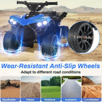 Kids Electric Quad ATV Ride-On Car with Headlights Pedal Accelerator All-Terrain Anti-Slip Tires 55 lbs Capacity 1.86 MPH Ride On Toy for Boys Girls Ages 3-6 Birthday Christmas Gift Blue Black Pink Red