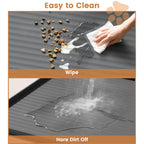 Waterproof Pet Feeding Mat 36"x24" Large Non-Slip Dog & Cat Food Mat – Raised Edges, Diversion Grooves, Easy to Clean, Dog Bowl Mat for Food & Water, Grey