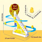 Electric Stair Climbing Ducklings Toy Set of 6, Yellow Duck Slide Toy with Lights & Music for Toddlers Boys Girls, Interactive Baby Animal Toy, Best Easter Halloween Christmas Birthday Gift