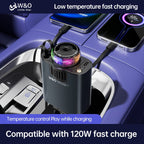 3-in-1 Car Charger Air Freshener & Starry Sky Ceiling Light – Dual Retractable Type-C & Lightning Cable 80cm, Aromatherapy Diffuser for iPhone 16/15 Samsung S25/S24, Car Interior Upgrade Gift
