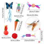 Mixed Cat Toy Set 16/32/64/200pcs - Assorted Interactive Plastic Feather & Polyester Toys for Cats, Random Colors & Styles, Bulk Cat Toys for Multiple Cats & Kittens, Daily Playtime Variety Pack
