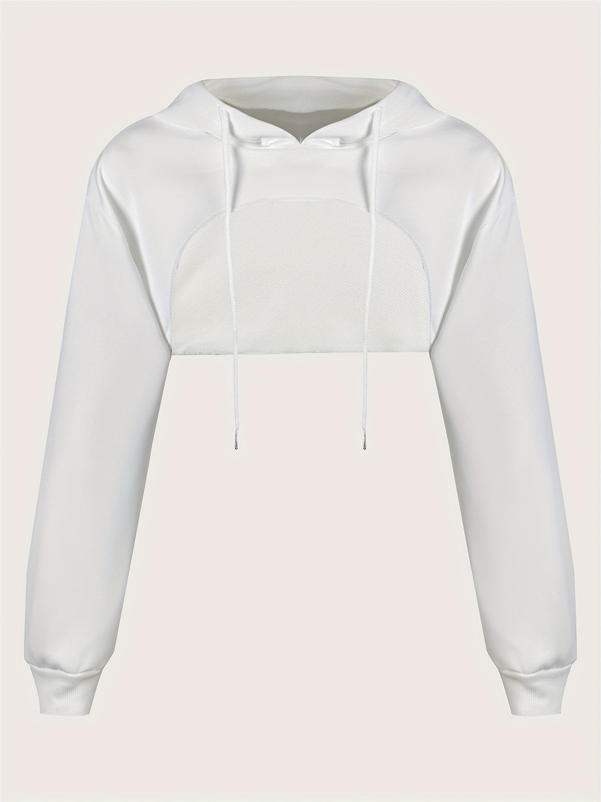 Women's Super Short Crop Hoodie – Drawstring Hood Dipped Hem 100% Polyester Casual Pullover Top for Fall & Winter