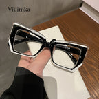 Women's Cat Eye Blue Light Blocking Computer Glasses – Trendy Lightweight Color Block Frame, Transparent PC Lens, Fashion Eyewear with Case for Screen Time Eye Protection, Holiday Gift