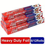 Heavy Duty Aluminum Foil Rolls 6 or 12 Pack – 12 Inch Wide, 30 Sq Ft Per Roll, Thick Strong Foil for Cooking, Grilling, Baking, Food Storage & Restaurant Use, Easy Open Tab