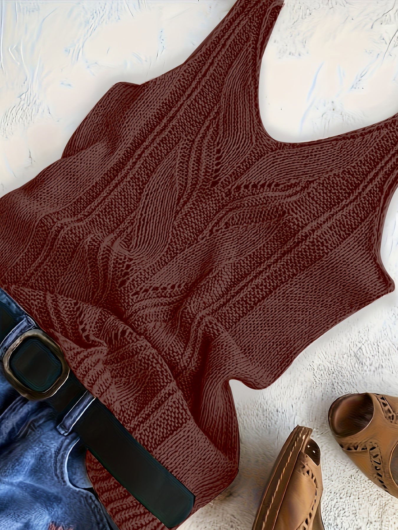 Women's V-Neck Knitted Tank Top – Elegant Sleeveless Solid Color 100% Acrylic Knit Vest for Summer, Available in 15 Colors