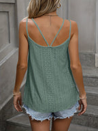 Women's Hollow Out Cami Tank Top Spaghetti Strap Sleeveless Eyelet Knit Casual Summer Tops for Women Stretchy Lightweight S-XXL Multiple Colors