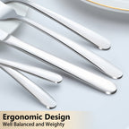 Stainless Steel Flatware Set 60/90 Piece – Silverware for 12-18 People with Gift Box, Steak Knives Salad Forks Dessert Spoons, Dishwasher Safe, for Home Wedding Camping Party Halloween