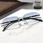 Men's Frameless Anti Blue Light Glasses – Retro TR90 Rimless Design with Rhinestone Decoration, Business & Daily Wear Eyewear for Him, Elegant Gift for Valentine's Day, Graduation & Colleagues
