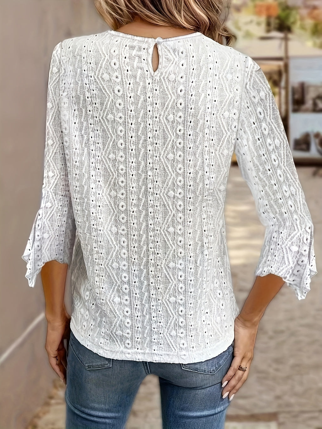 Women's Contrast Lace Trim Long Sleeve Blouse – Sexy Semi-Sheer Round Neck Elegant Pullover Top for Spring Summer Fall in Black, White & Orange-Red