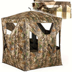 Pop-Up Hunting Blind 2-3 Person – 270° See-Through Design, Camouflage Ground Blind for Deer & Turkey Hunting, Easy Setup with Carrying Case