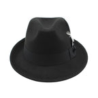 Short Brim Felt Fedora Hat for Men & Women – Classic Feather Panama Dress Hat in 7 Colors, Black Brown Navy Red Gray Coffee, Unisex Jazz Cap for Formal Casual Daily Wear