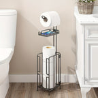 Freestanding Toilet Paper Holder – Metal Stand with 3 Reserve Roll Storage, Modern Bathroom TP Dispenser, No Drilling Required, Housewarming & Christmas Gift