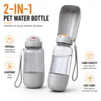 Portable Dog Water Bottle 2-in-1 with Food Bowl - 520ML Leak-Proof Pet Travel Water Dispenser for Dogs and Cats, Large Capacity Outdoor Hydration Cup for Walking Hiking Camping