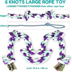 Unbreakable 6-Section Dog Rope Chew Toy – Heavy Duty Tug of War Rope for Medium & Large Dogs Over 80 lbs, Teeth Cleaning Dental Floss Fibers, Non-Toxic Safe Chew Toy for Aggressive Chewers
