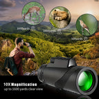 10x42 HD Monocular Telescope with Phone Adapter & Tripod – FMC Lens Compact Scope for Bird Watching, Wildlife, Hiking, Camping, Concerts & Sports – Black & Green, Christmas Gift