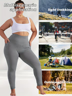 Women's Plus Size Yoga Pants with Pockets – High-Waist Fleece-Lined Warm Leggings for Fall & Winter, Tight-Fitting Elastic Sports Base Layer Pants, Sizes 1XL-5XL in Black, Gray, Burgundy & Navy