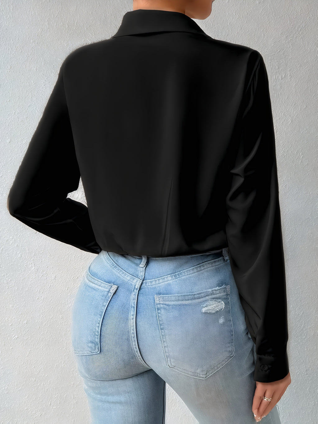 Women's Long Sleeve Shirt Jumpsuit Elegant One-Piece Romper Formal Casual Wear White Black Red XS-XL