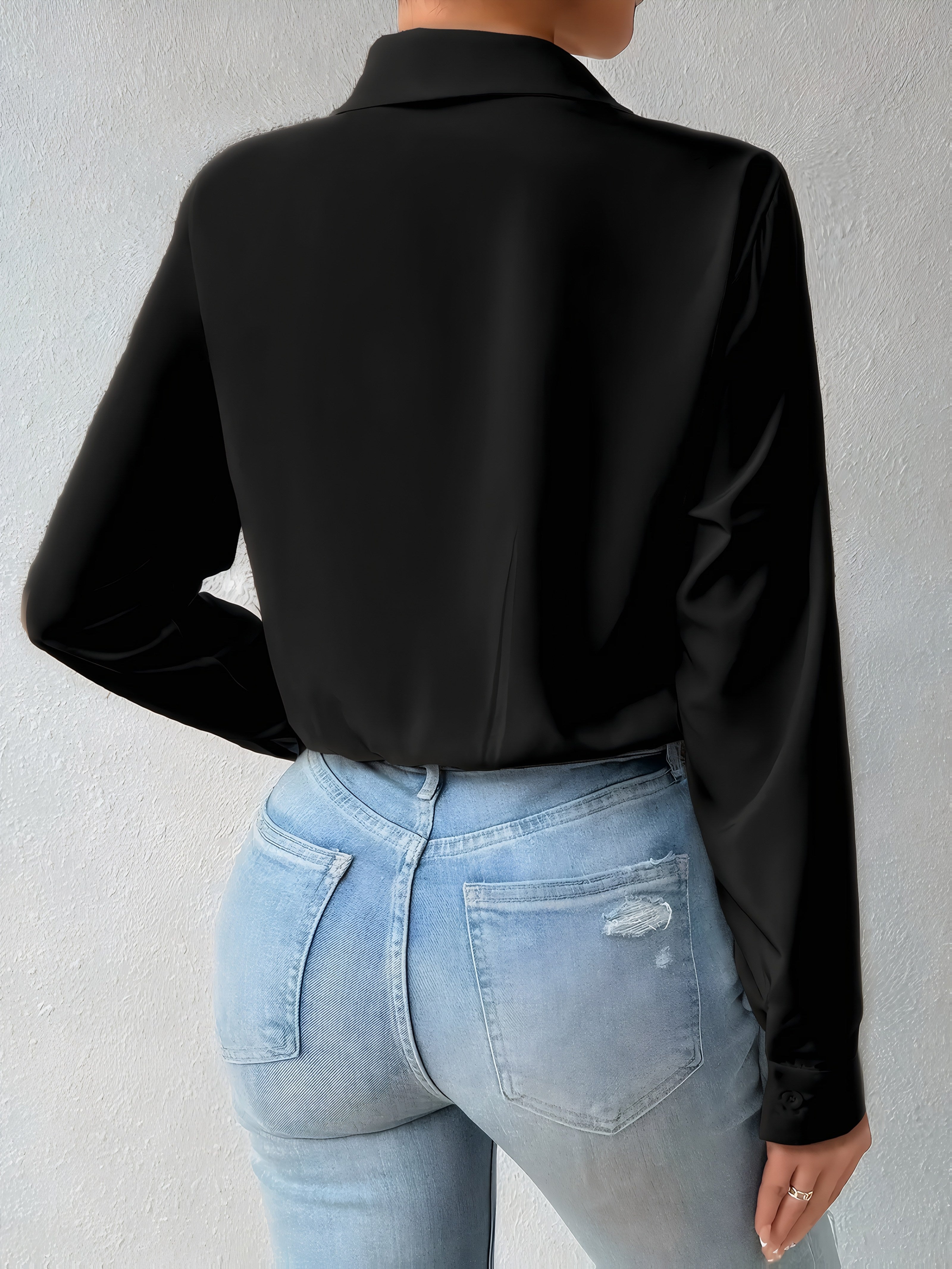 Women's Long Sleeve Shirt Jumpsuit Elegant One-Piece Romper Formal Casual Wear White Black Red XS-XL