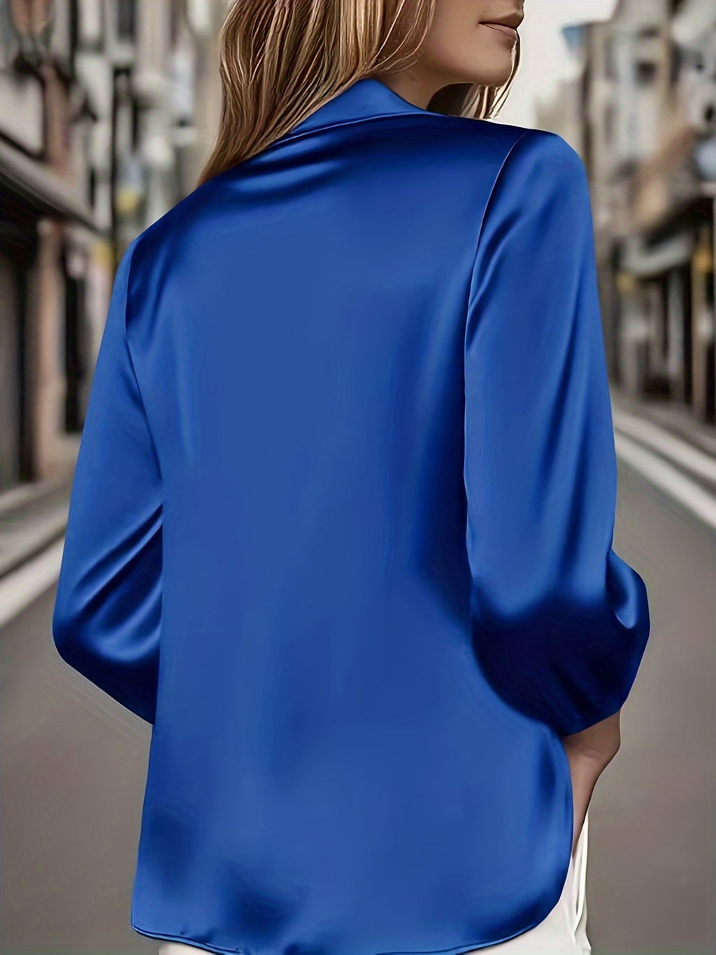 Women's Solid Swing Neck Shirt Loose Stand Up Collar Top Champagne Pink Rouge Blue Burgundy Sizes S M L XL XXL Casual Blouse