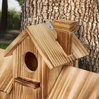 Rustic Wooden Birdhouse for Outside Outdoor Wild Bird Nest House Garden Backyard Patio Tree Decor Weatherproof Natural Wood Bird Habitat Nesting Box