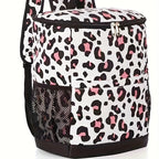 Insulated Cooler Backpack 30 Can Leopard Print with Mesh Pockets & Adjustable Straps - Leakproof Nylon Cooler Bag for Beach Camping Picnic Hiking Travel Daily Use