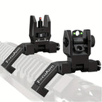 45 Degree Offset Flip Up Iron Sights for AR15 – Fiber Optic Red Green Dots, Tool-Free Adjustable, 20mm Rail Mount, Rapid Transition Backup Canted Sights for Rifle Shooting Outdoors
