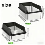 Stainless Steel Cat Litter Box – Odor-Proof High-Sided Metal Litter Tray, Non-Stick Anti-Scratch Leak-Proof Design, Easy to Clean Indoor Cat Toilet for Large, Medium & Small Cats, Multiple Sizes & Colors