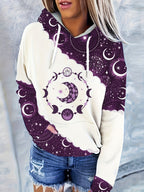 Vintage Print Hooded Sweatshirt Women Ethnic Western Style Boho Pullover Hoodie Casual Top Mixed Color S-XXL US Warehouse