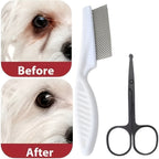 Pet Grooming Kit with Safety Scissors and Face Towel - 2-Piece Rounded-Tip Grooming Set for Cats and Dogs, Removes Tear Stains and Fur Knots, Safe Eye Area Trimming Tool for Pet Care