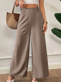 Women's Wide Leg Pants Casual Solid Color Loose Fit Woven Trousers Versatile Trendy Bottoms S M L XL XXL Camel Black Deep Red Coffee